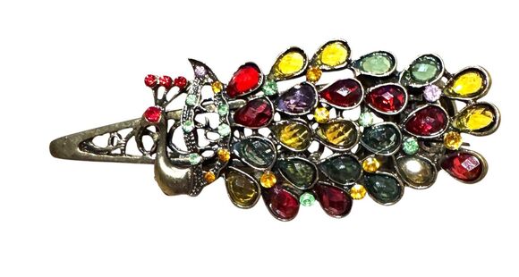 Indio Jewelry Accessories - Bejeweled Peacock Hair Barrette Clip #22100